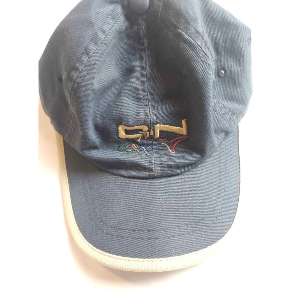 Greg‎ Norman Collection Golf Hat Mens Navy Blue Tan Shark Logo Strapback Cap